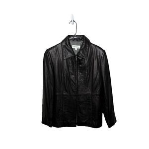 Boston Harbour Black Leather Jacket Size Medium some marks flaws